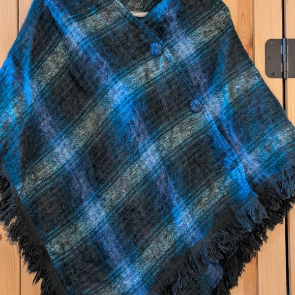 VTG Lochcarron Scottish Mohair Wool Cape Mantle Poncho Wrap Shawl Tartan Plaid - Picture 2 of 10